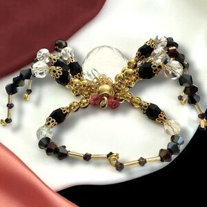 Elegant Beaded Spider suncatcher with Gold Accents